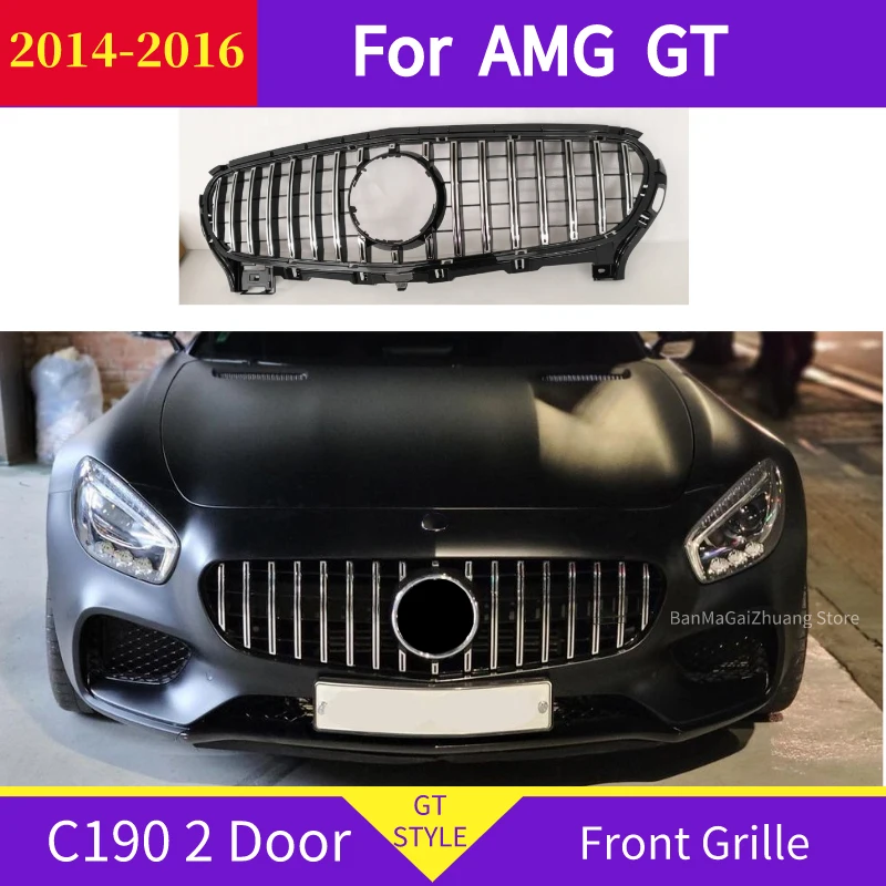 

GT Front grille for Mercedes AMG GT C190 2014-2016 GT S GT R R190 Two door ABS front middle bumper grill without emblem