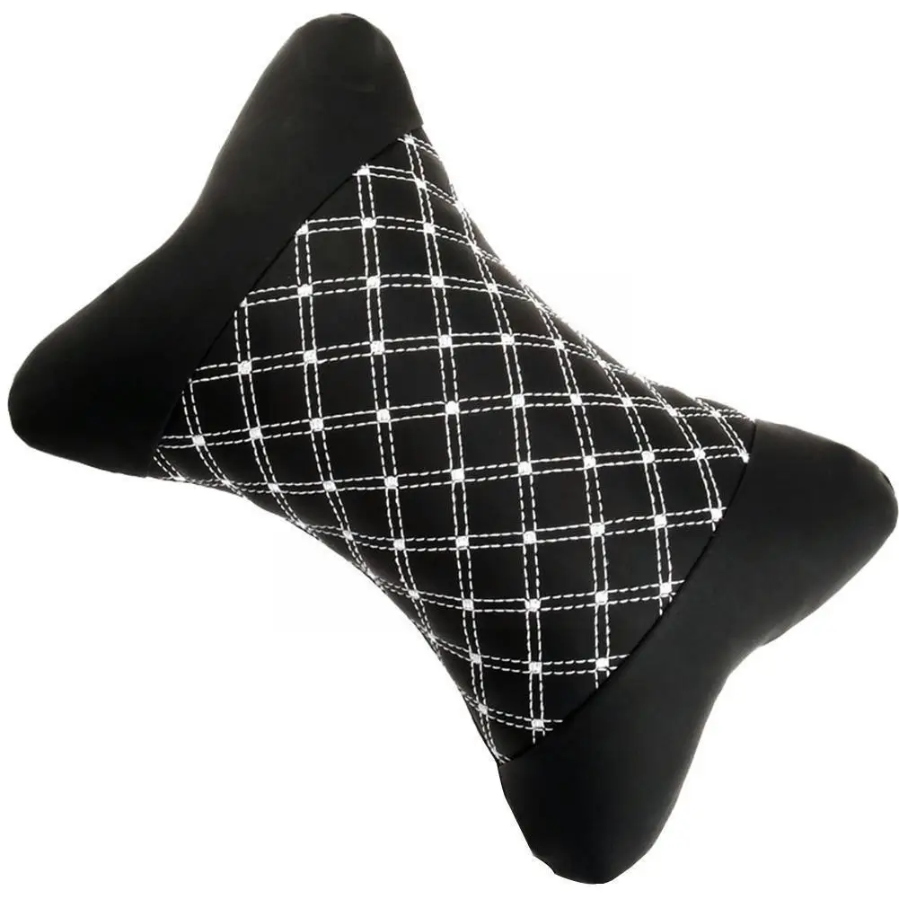 

Car Neck Pillows Leather Plaid Safety Auto Headrest Car Comfortable Soft Universal Relief Pillow Pillow For Head Pain Bone H7O5