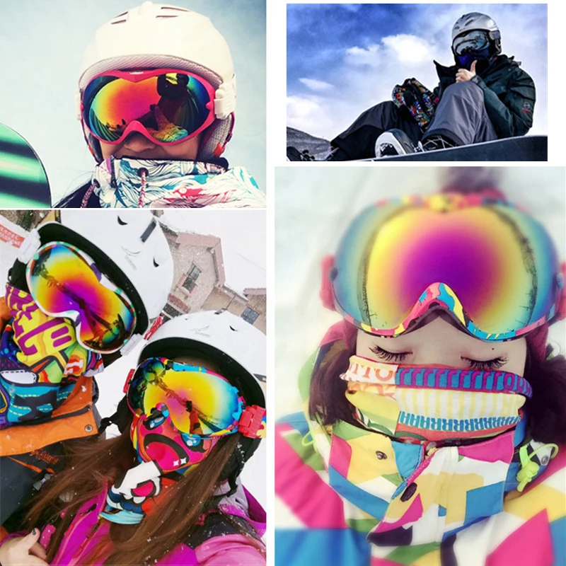 

FEIYU UV400 Mountain Ski Goggles Dual Lens Anti Fog Plated Men women Snowboard Skiing Glasses big vision For myopic glasses