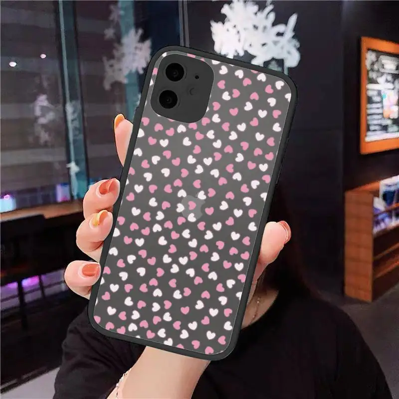 

Romantic Lovely Love Heart Phone Cases Matte Transparent for iPhone 7 8 11 12 s mini pro X XS XR MAX Plus cover funda shell