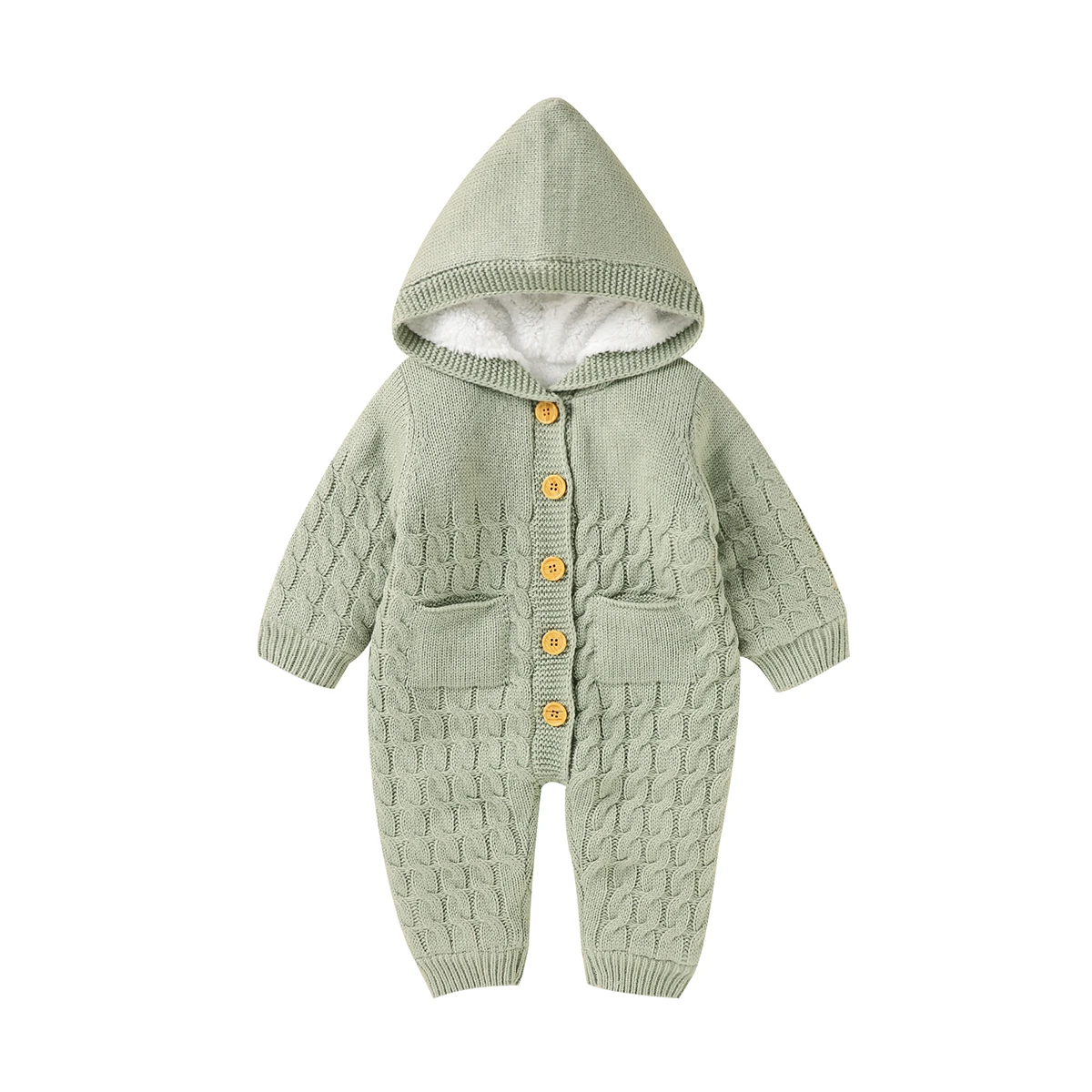 

Baby Rompers Long Sleeve Newborn Infant Jumpsuits Autumn Winter Warm Hooded Toddler Boys Girls Overalls Children Knitted Sweater