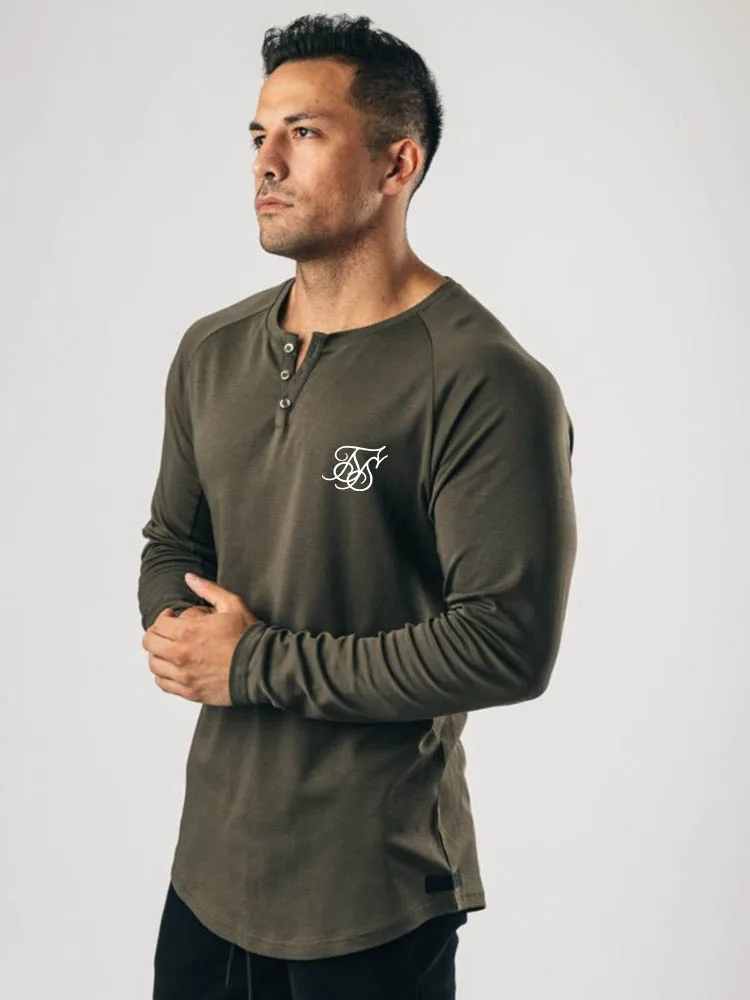 

SikSilk Leisure Sports Trend Printing Round Neck Cotton T-Shirt Men's Travel Shopping Necessities Gym Training Long-Sleeved