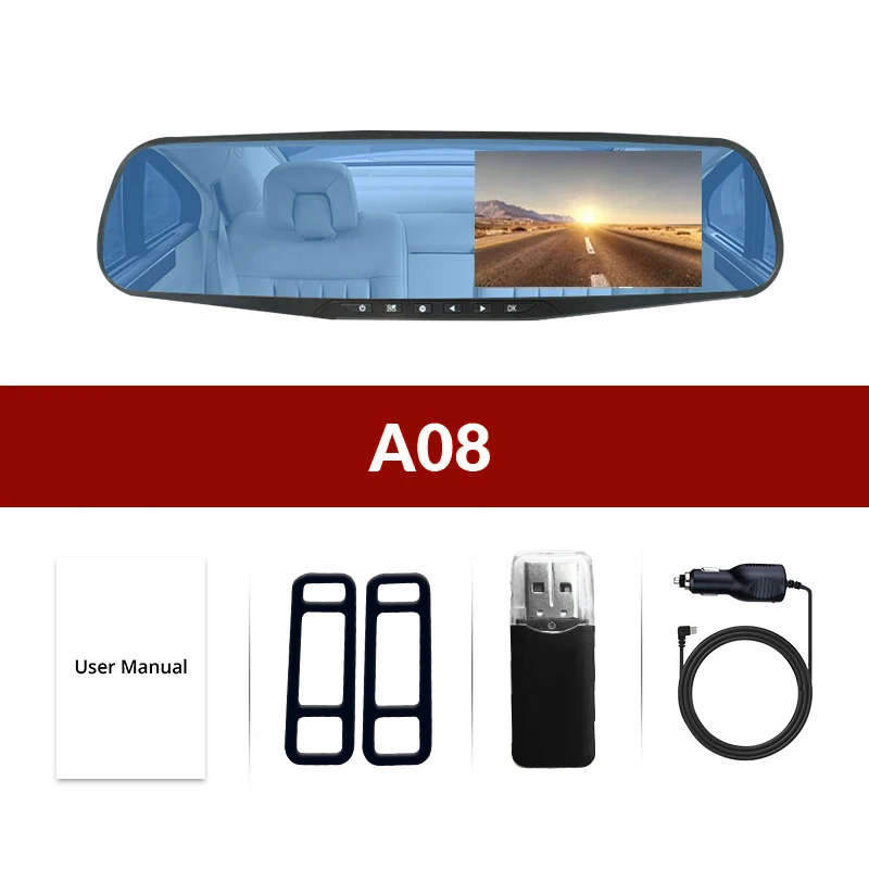 TOSPRA Full HD 1080P Автомобильный видеорегистратор Камера авто 4,3 дюймов зеркало заднего вида Автомобильная камера видеорегистратор Цифровой Авто рекордер двойной объектив