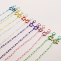 new hollow five pointed star pendant necklace face mask anti lost strap holder acrylic chain necklace candy color eyeglass chain