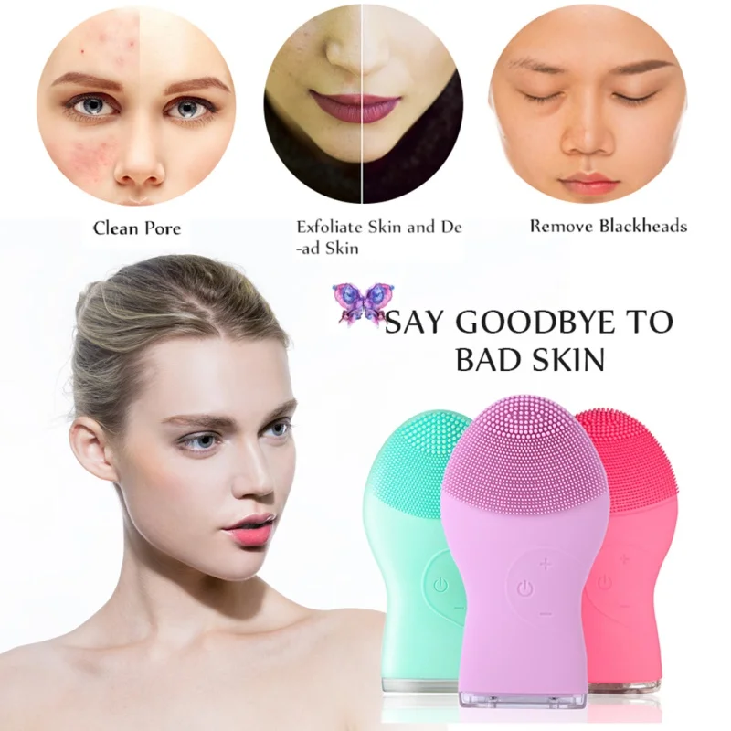 Силиконовая щетка для очищения лица ультразвуковые устройства массажа