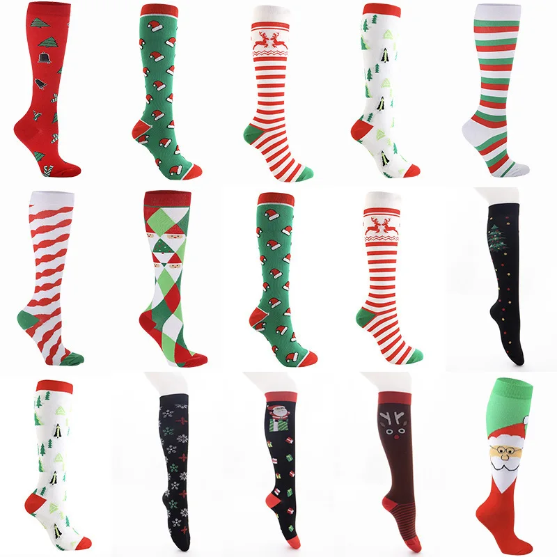 

2021 3 Pairs 1Pair Compression Socks Adult Sports Socks Christmas Socks Nylon Outdoor Cycling Running Breathable Cartoon Cute