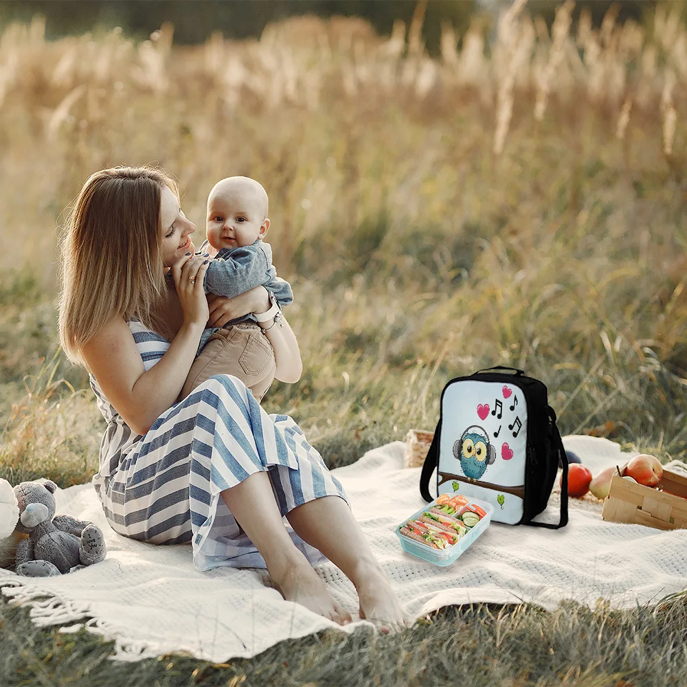 Новые сумки для ланча с рисунком совы музыка сердце путешествий на открытом