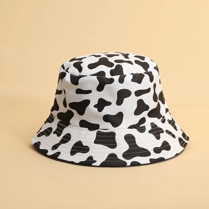

Fashion Cow Print Bucket Hat Women Men Bob Summer Reversible Black White Panda Panama Kpop Caps Cotton Fisherman Hat Bonnet Bone