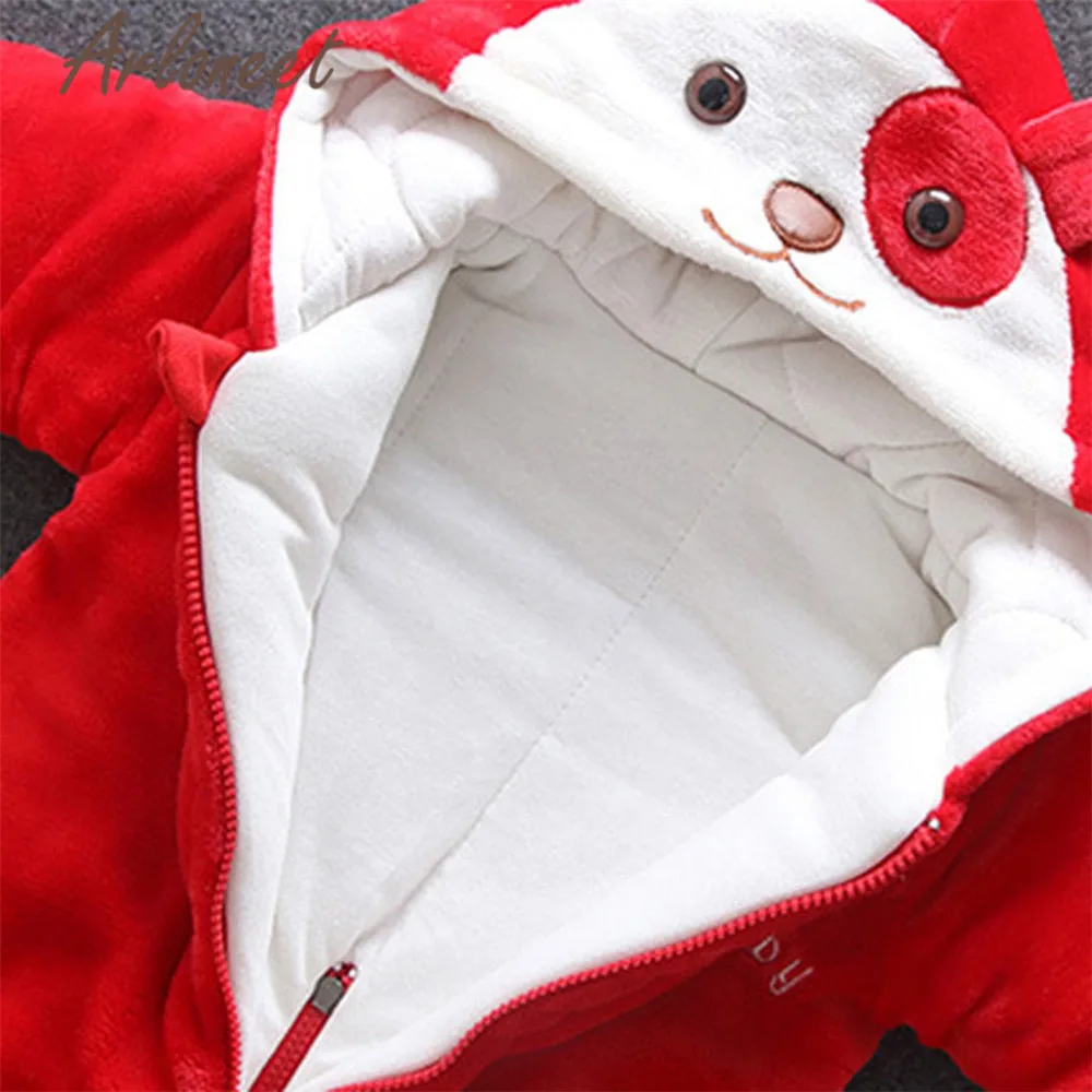 ARLONEET Cartoon Coat Baby Girls Winter Romper Dog Print Cotton Jumpsuit Hooded Outerwear Boy Down Jacket For Girl |