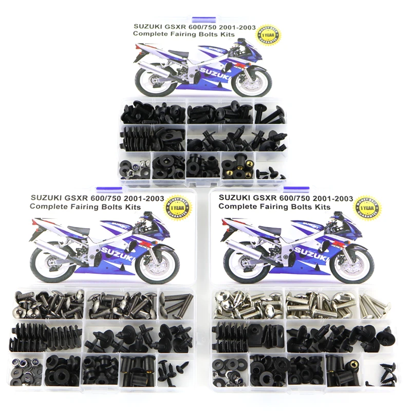 

Fit For Suzuki GSXR600 GSX-R600 GSXR 600 750 GSX-R750 2001-2003 Complete Full Fairing Bolts Kit Steel Fairing Clips Nuts Steel