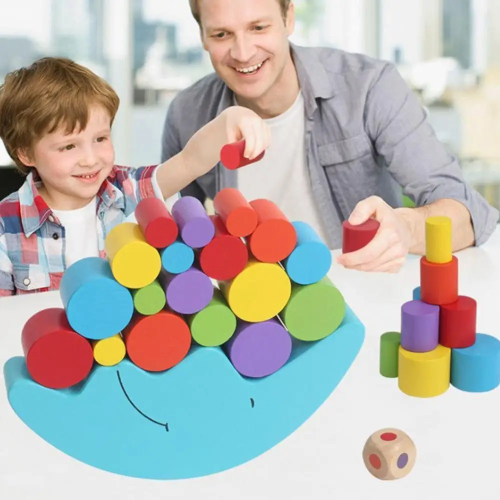 

Educational Wood Brain Game Moon Balance Game Wooden Stacking Blocks Family Balancing Game Sorting Toys For Kids