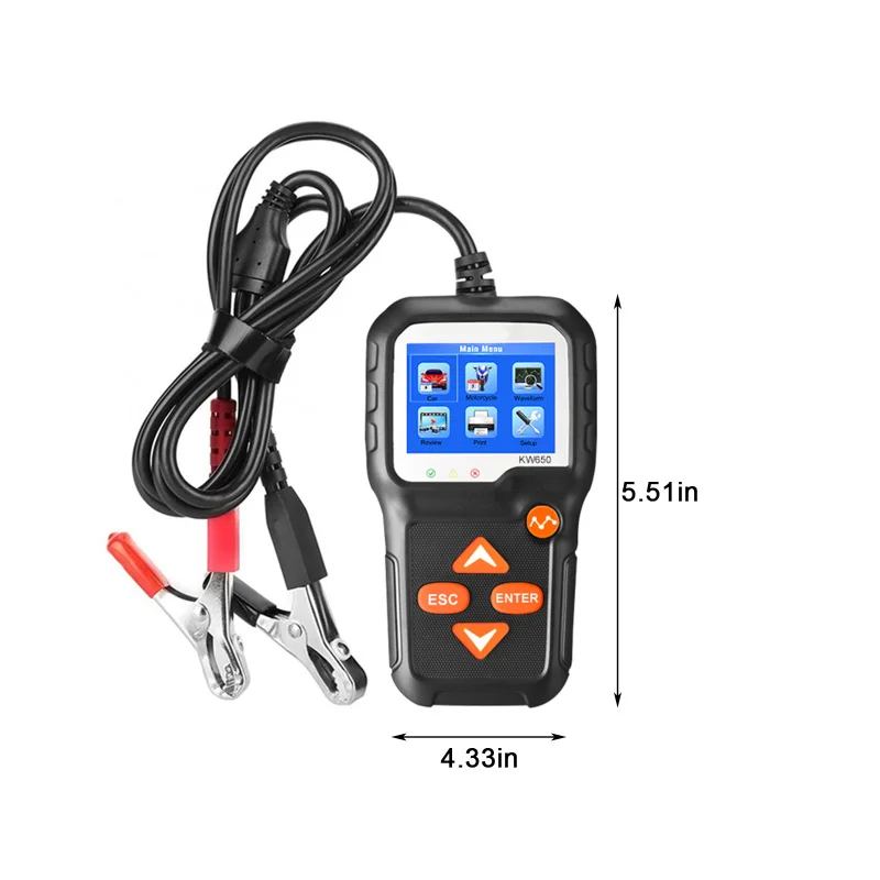 

KONNWEI KW650 Car Battery Tester For 6V/12V Analyzer 100 to 2000 CCA Car Quick Cranking Charging Tester PK KW600 Battery Tool