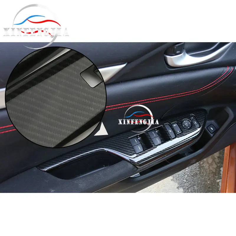 4 шт. декоративные наклейки из углеродного волокна для дверных поручней Honda Civic 16-19