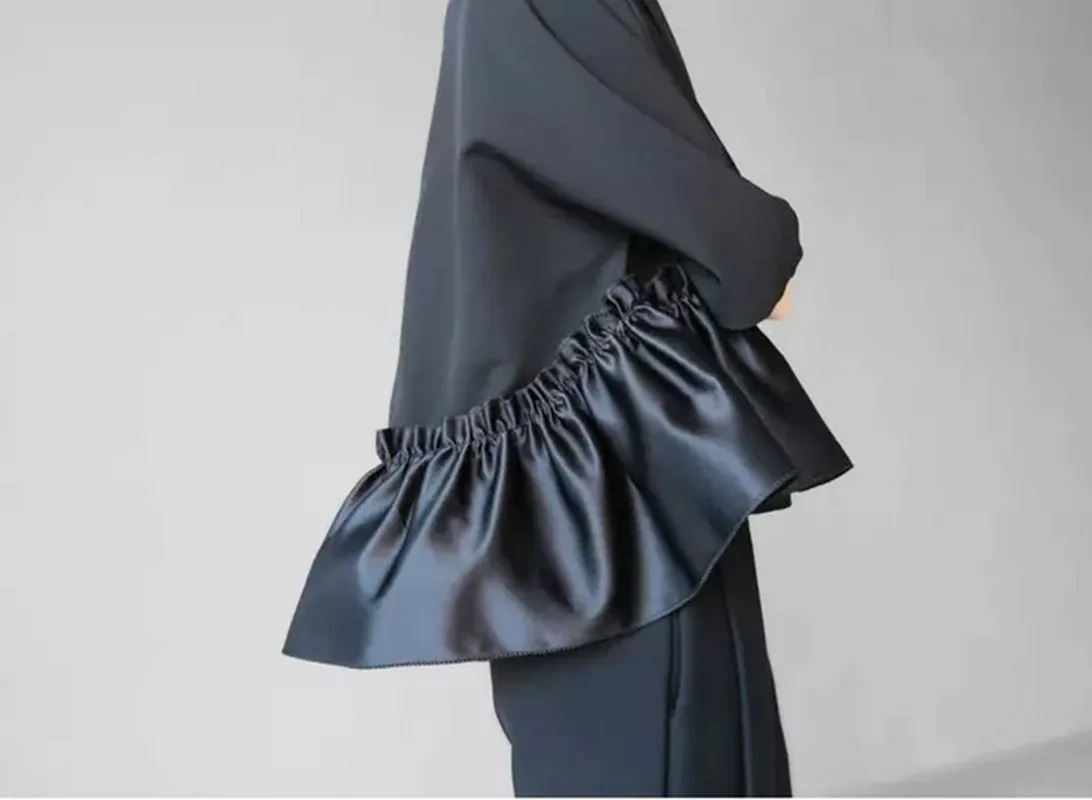 

2021 Spring Summer New Hot Blusas Women Casual Elegant OL Cute Loose 3/4 Sleeve Chiffon Ruffle Big Size Shirt Black Blouses Top