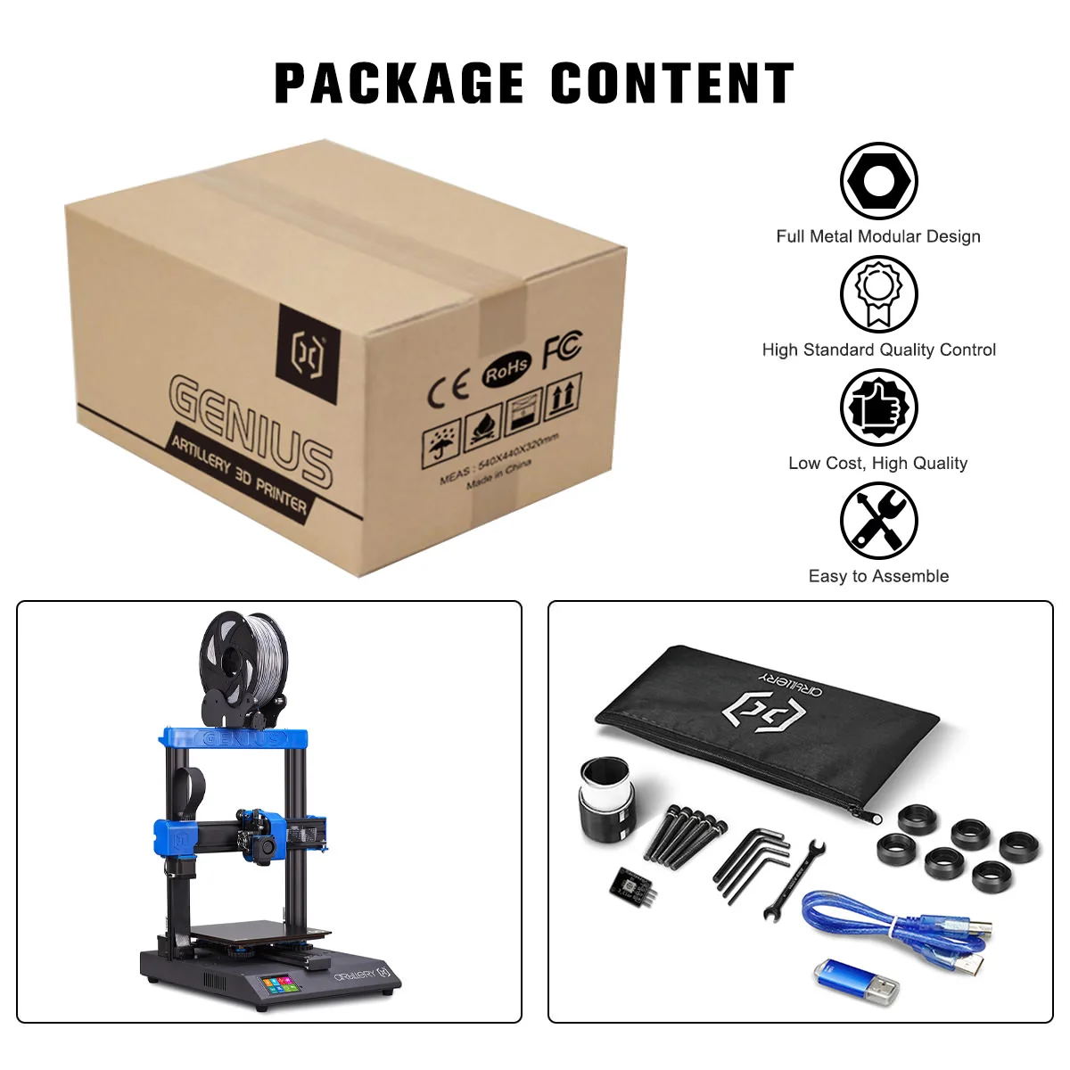 

Artillery Genius 3D-Printer With I3 High-Precision Desktop Dual Z-Axis 98% Integrity TFT Screen Mute Printer