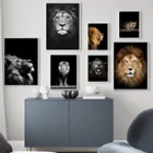 Африка дикой природы рев льва Плакаты и принты Черный и белый Животные Картина на холсте для стены фотографии Гостиная домашний декор
