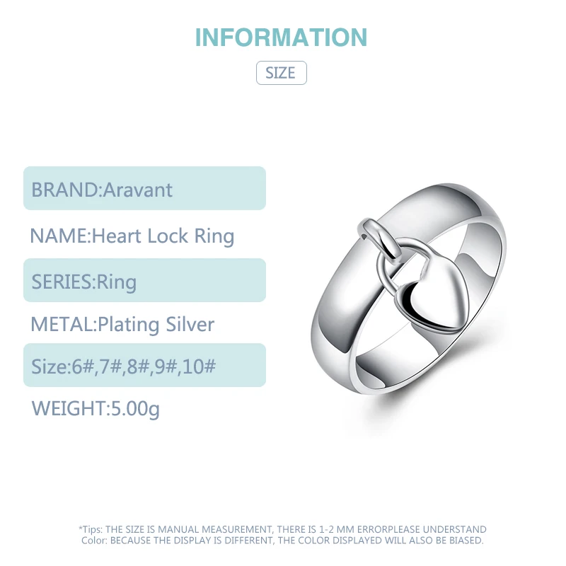 

925 Silver Wedding Band Rings For Women Heart Lock Ring Jewelry