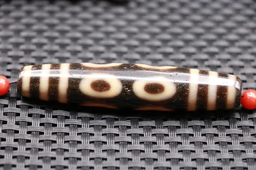Collectible Treasure Talisman LKbrother Sauces Magic Power Tibetan Old Agate Ivory Color 8 Eye 6 Line Long dZi Bead Amulet 75MM | Украшения