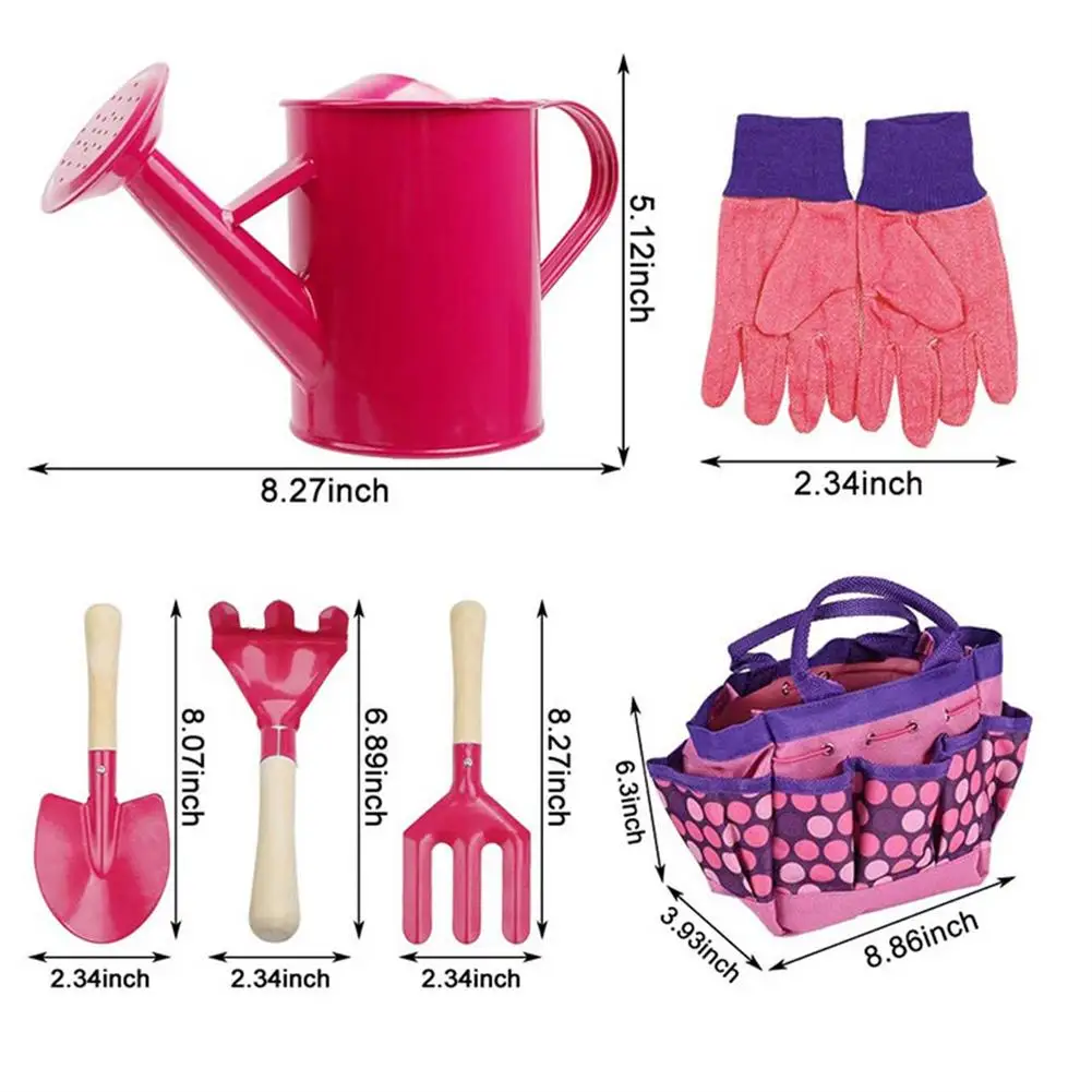 

Pink Children Gardening Tool Set Outdoor Toy Kit With Bag For Kids Hand Shovel Trowel Bag Garden Toys Digging Sand Playing Tools