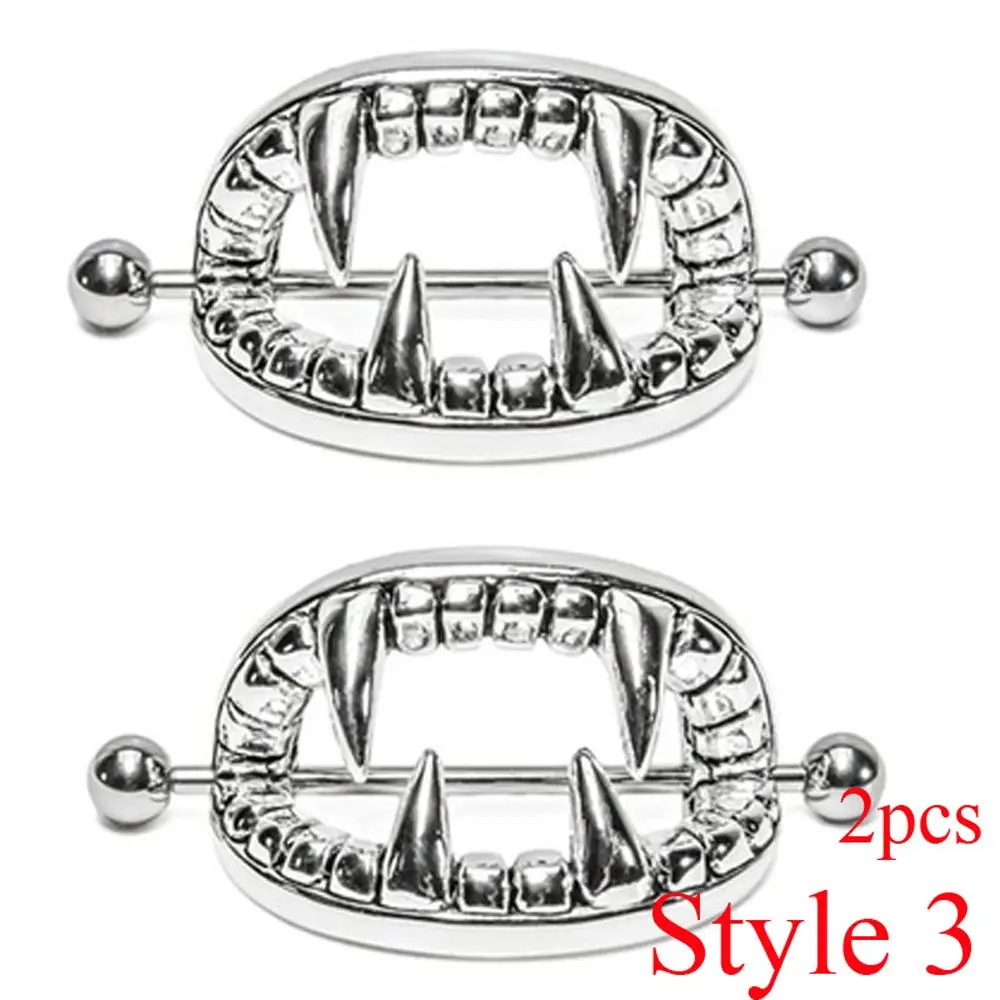 style3(2pc) 1 Pair Fashion Round Non-Piercing Nipple Ring Shield Body Piercing Jewelry Nickel-free Fake Piercing 316L Surgical Steel - Окраска металла: style3(2pc)