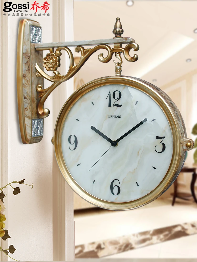

Gold Modern Design Digital Wall Clock Luxury Vintage Large Decorative Wall Clocks Double Sided Horloge Living Room Clock BK50BG