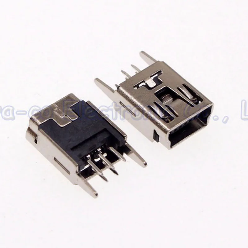 100 шт. 5P 5-контактный разъем MINI USB 180 градусов 2 DIP feet для MP3 MP4 и т. Д. |