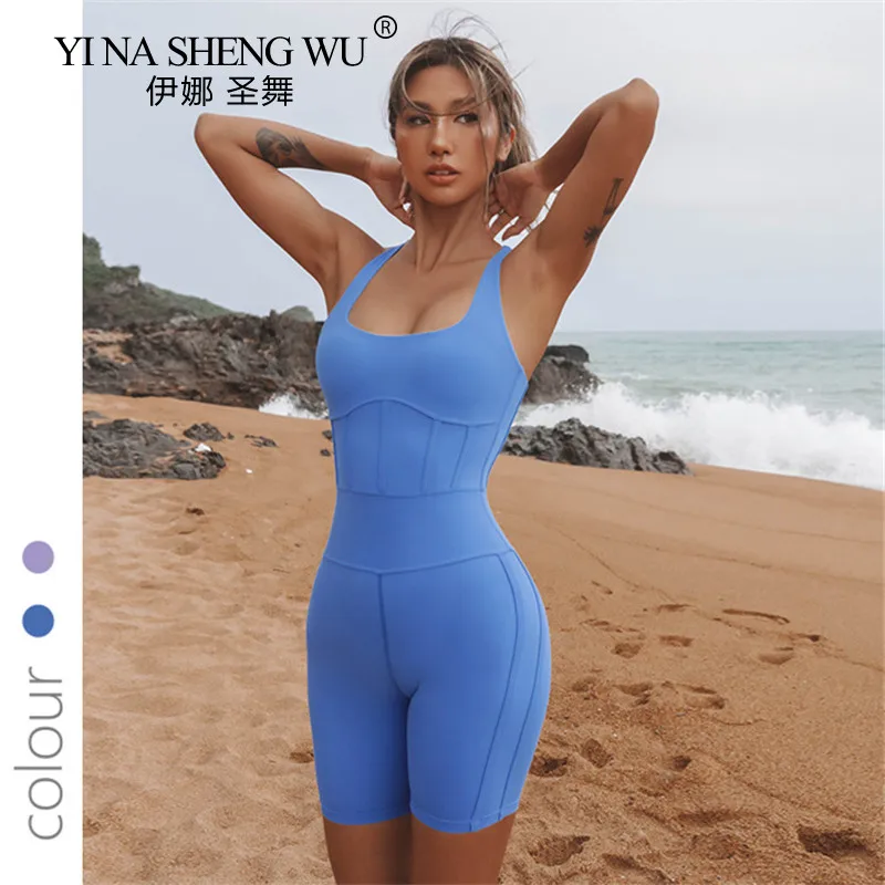 Naked Feeling Beauty Back Yoga Jumpsuits Fitness Clothing High Stretch Trainning Yoga Suits Dance Sportswear Short Sexy Yoga Set