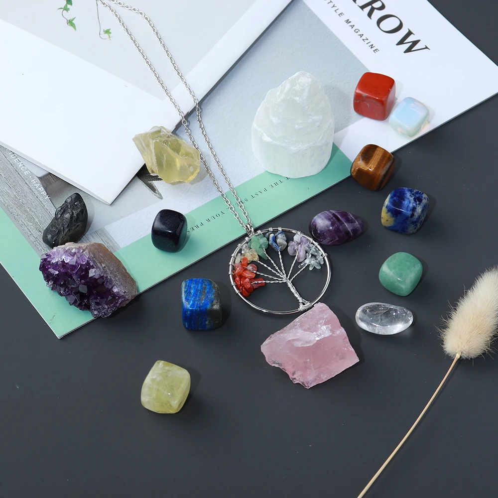 Набор Натуральных кварцевых семь чакр хрустальный камень аметистовый кластер