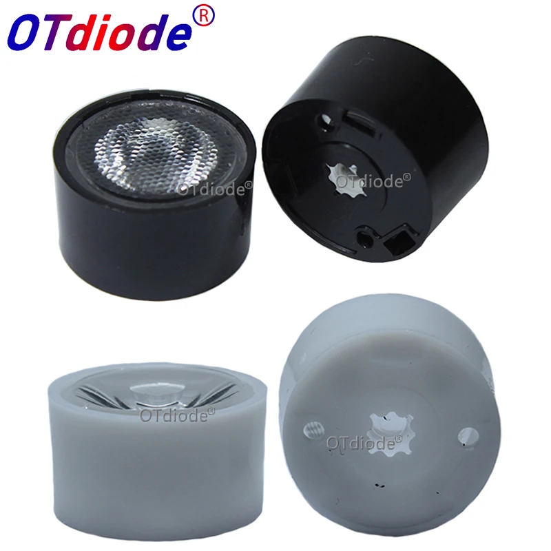 10PCS 21.6mm CREE XPE XPE2 XPG2 XPL XTE 3535 3030 LED Lens 90 Degree Cone Black White Holder For Osram Samsung High Power LED