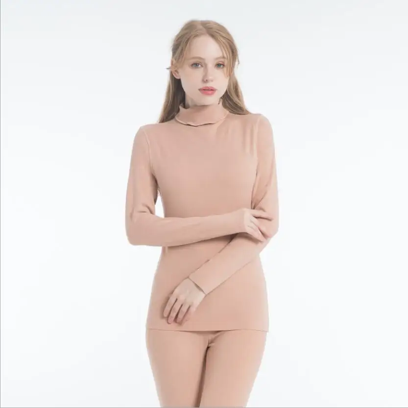 winter long john Термобелье водолазка зимняя женская одежда костюм Fever шлифовальные кальсоны теплая рубашка с подогревом термобелье черный топ - Цвет: winter long john