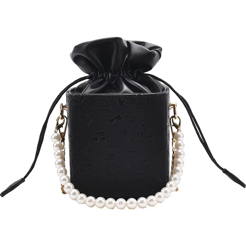 

Printed Box bag Pearl Tote bag 2021 Spring New High-quality PU Leather Women's Designer Handbag Chain Shoulder Messenger Bag