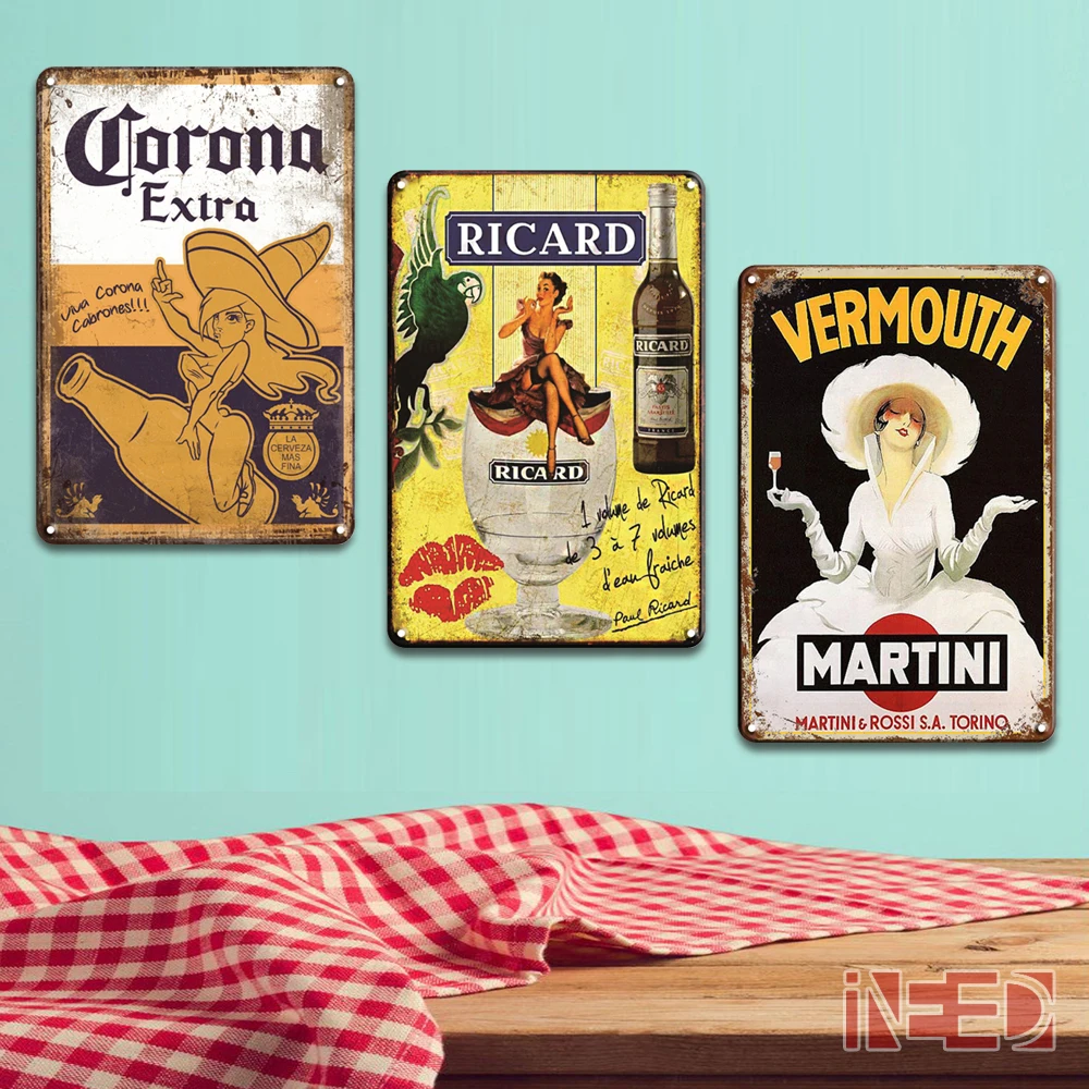 

3 PCS Beer Decorative Metal Sign Poster Vintage Wall Decor Retro Plaque Bar Accessories Metal Plate Home Room Decoration