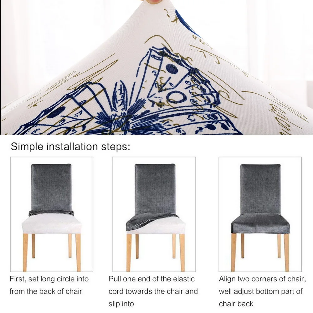 Чехол для стула с цветочным принтом большой эластичный чехол кухни съемный