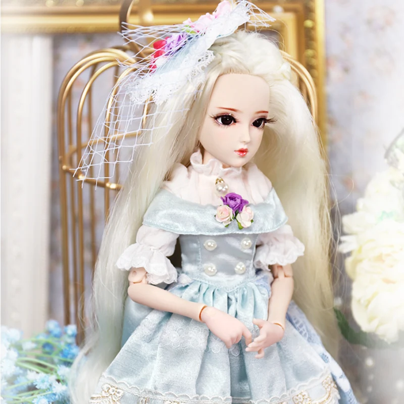 DBS 1/4 45 см DQ принцесса куклы по имени Сильвия включает элегантное платье парики Shose