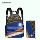 Jackherelook Island Kwajalein флаг полинезийский дизайн женский ПУ маленький рюкзак кошелек 2 шт.компл. женская модная повседневная сумка ранец