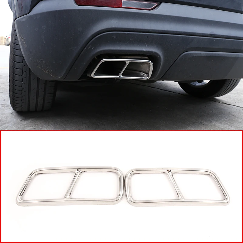 2pcs Stainless Steel Car Pipe Throat Exhaust Outputs Tail Frame Cover Trim For Cadillac XT5 XT4 2016-2018 Muffler Accessories