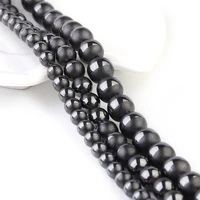 natural stone black hematite beads round loose beads frosted single line smooth bracelet beads for jewelry necklace making