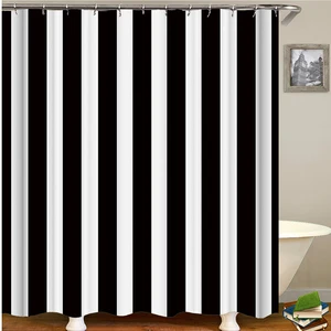 Черно-белая полосатая занавеска для душа, черная занавеска для ванной, белая занавеска для ванной, занавеска для душа, Прямая поставка, ткань, полиэстер