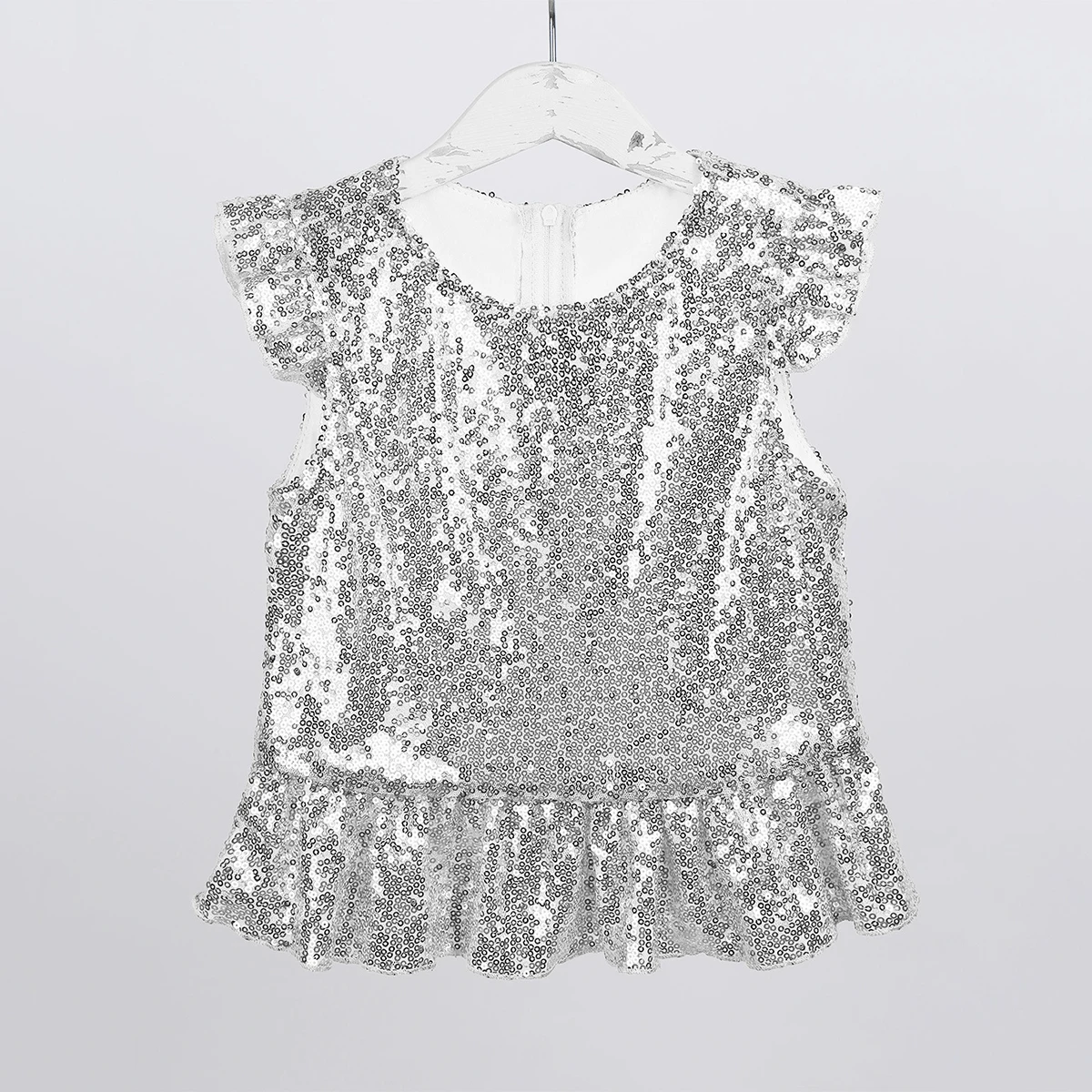 Детский костюм русалочки для девочек блестящий короткий топ с рукавами баской и