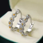 Изящные серьги-кольца с маргаритками для женщин Простые Стильные универсальные аксессуары для девушек маленькие круглые модные ювелирные изделия Прямая поставка