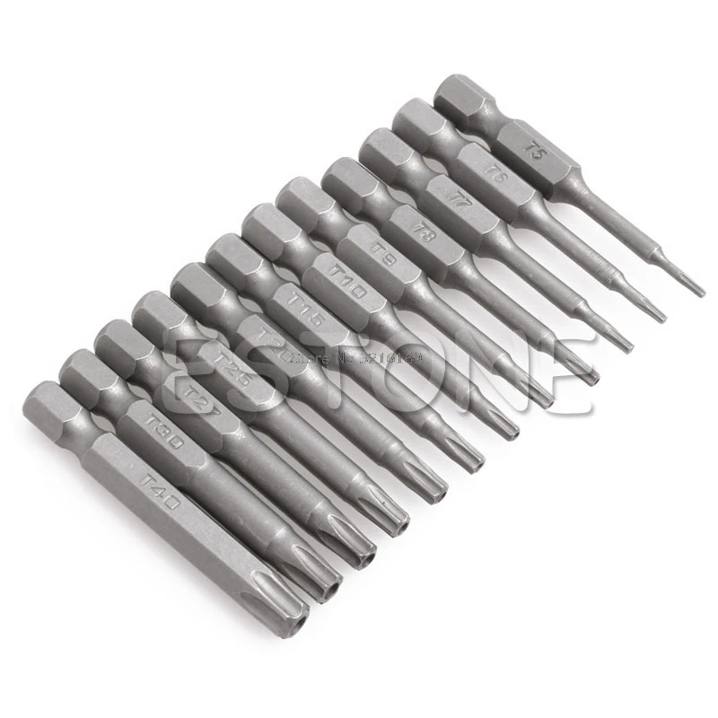 

For 12pcs/Set 1/4 Inch 50mm T5-T40 Magnetic Torx Screwdriver Bits Kit Promotion
