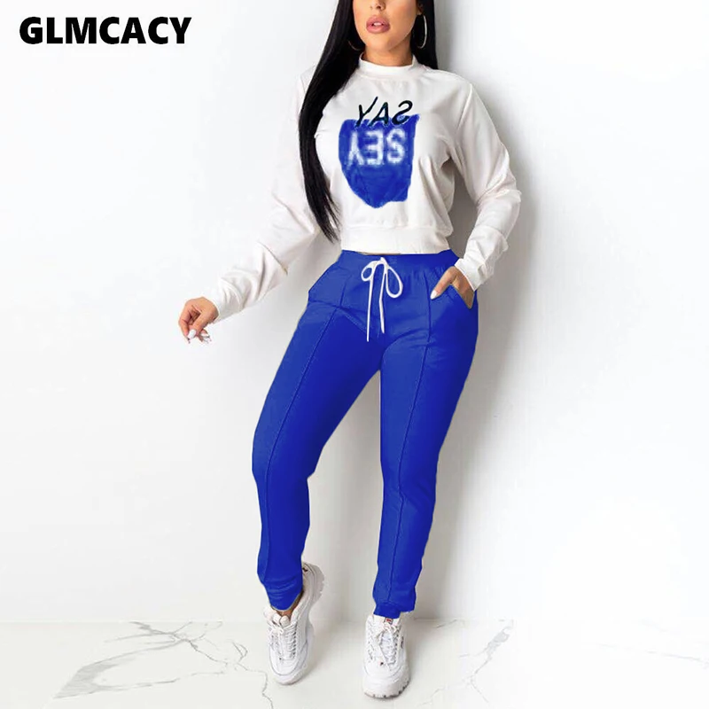 Женский осенний спортивный костюм из двух предметов пуловер с длинным рукавом и