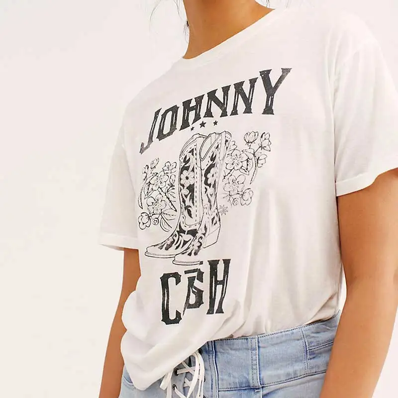 Богемный Вдохновленный кантри роуд Футболка женская белая хлопковая с графикой