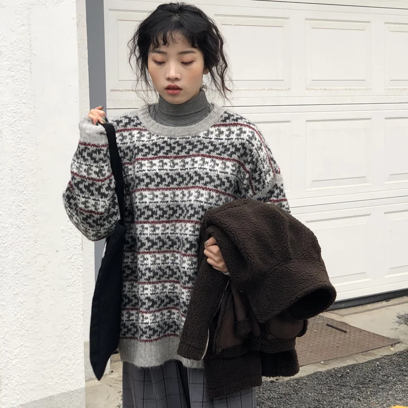 

More control to film qiu dong han edition web celebrity style Christmas joker long sleeve turtleneck sweater coat