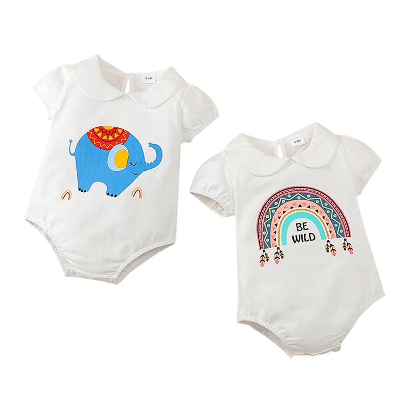 

baby boys clothes newborn baby girl clothes kids rompers Sleeveless summer 2021 rainbow romper baby Covered Button 6-18M