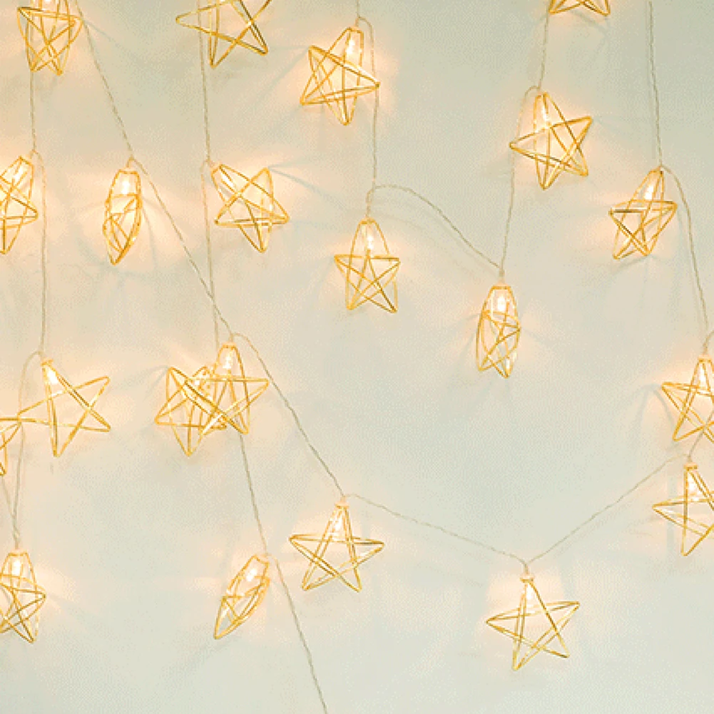 

Wedding Home Indoor Decoration Romantic 10LED Garland Light String Star Iron Art Fairy Lamp for Christmas Party