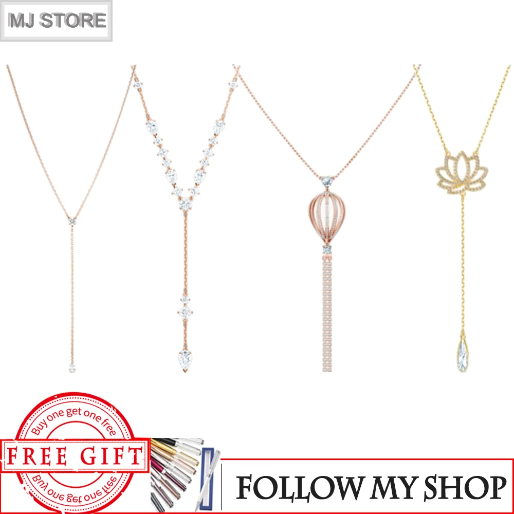 

Luxury Fashion Long Section Of The Pendant Necklace Rose Gold Color Crystals Zircon For Women Party Anniversary Jewelry Gifts