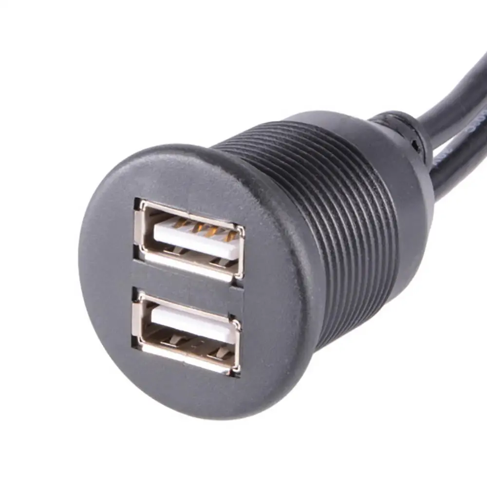 

85% Hot Sales! Car Truck Dashboard Flush Mount Dual USB Male to Female Extension Cable Kit