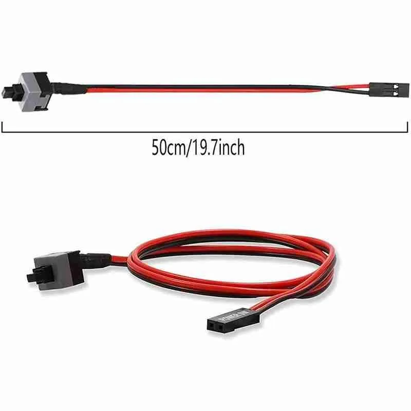 

50CM Reset Motherboard Cable Desktop Computer PC Case Button Power SW Switch ATX Power Cord Cable Cable Re-start Switch Red G3X3