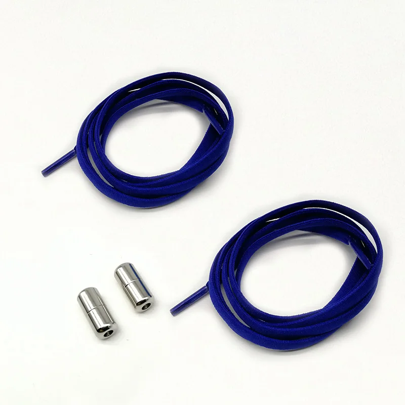 Deepblue shoelace 1 пара(2 шт.) металлический замок круглый шнурок взрослый растягивается ленивый шнурки без галстука шнурки для детей кроссовки эластичные шнурки - Цвет: Deepblue shoelace